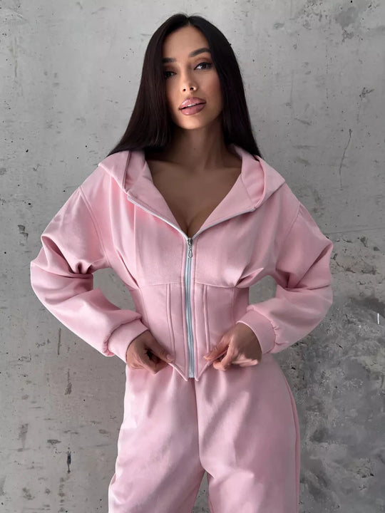 Damen Urbaner Kapuzen-Jumpsuit mit funktionellen Details EB