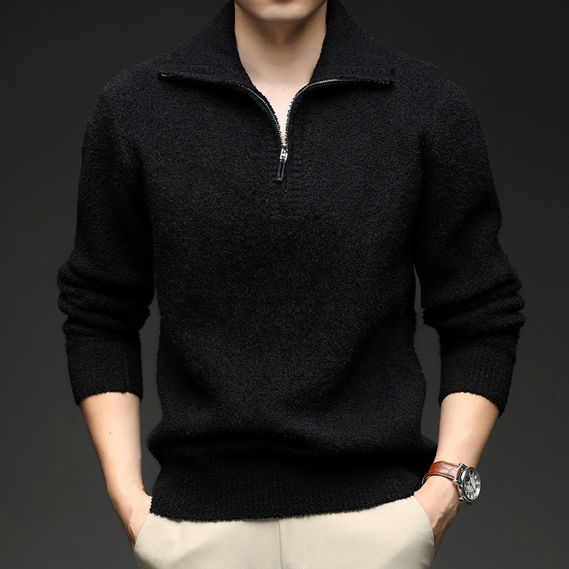 Herren Pullover mit hohem Kragen und Reißverschluss EB