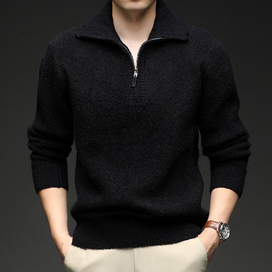 Herren Pullover mit hohem Kragen und Reißverschluss EB