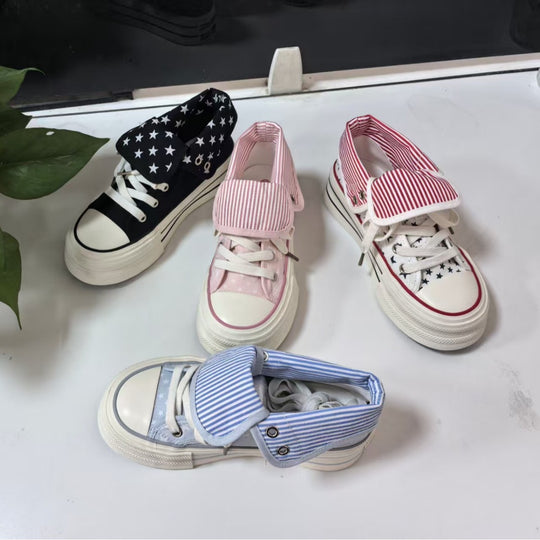Damen Lässige Sneakers mit abnehmbaren Kragen und einzigartigem Sternenmuster EB