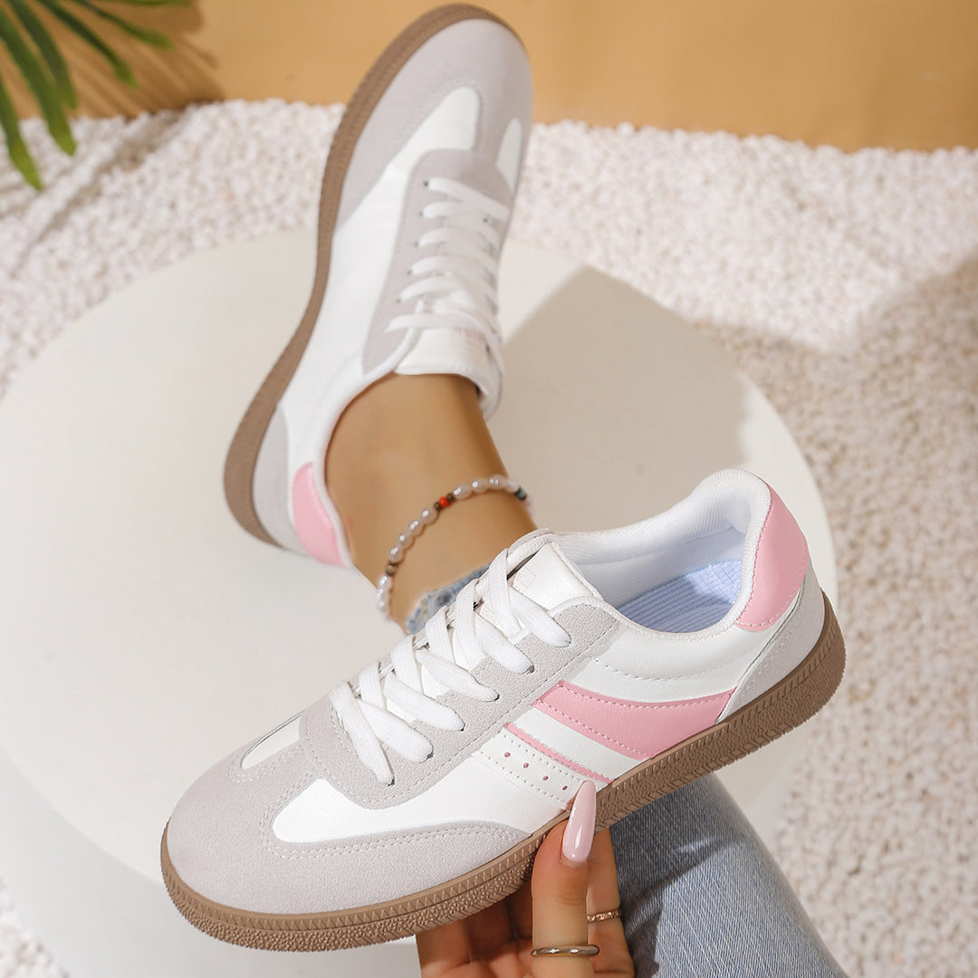Damen Sportliche Sneakers mit hochwertiger Leder-Verarbeitung und rutschfester Gummisohle EB