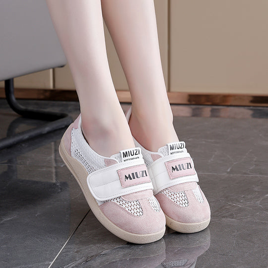 Damen Komfortable Freizeit Sneakers mit atmungsaktivem Netzdesign und elastischem Klettverschluss EB