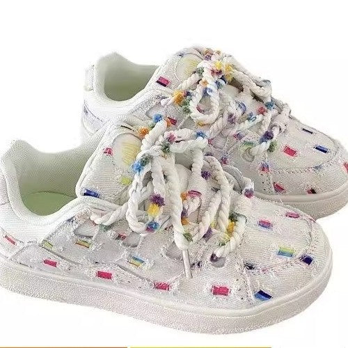 Damen Trendige Sneakers mit bunten Applikationen EB