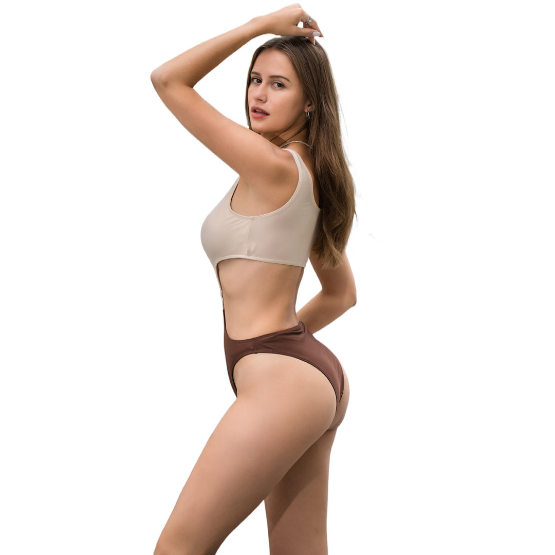 Damen Einteiler Badeanzug mit innovativem Cut-Out und schickem Ringdetail EB