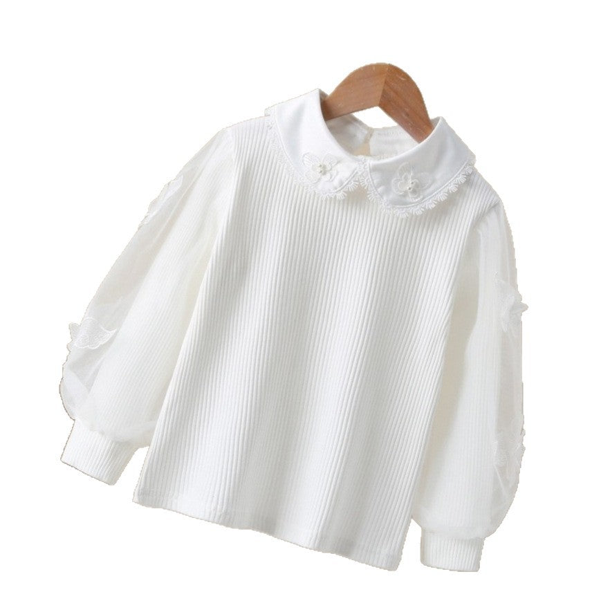 Damen Bluse mit eleganten Puffärmeln und Rüschenkragen EB