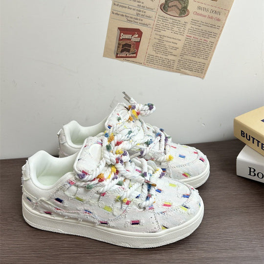 Damen Sneakers mit kreativem bunten Muster und bequemer Schnürung EB