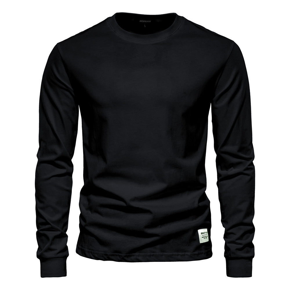 Herren nan klassisches langärmliges Baumwollshirt mit Rundhalsausschnitt und elastischen Bündchen EB