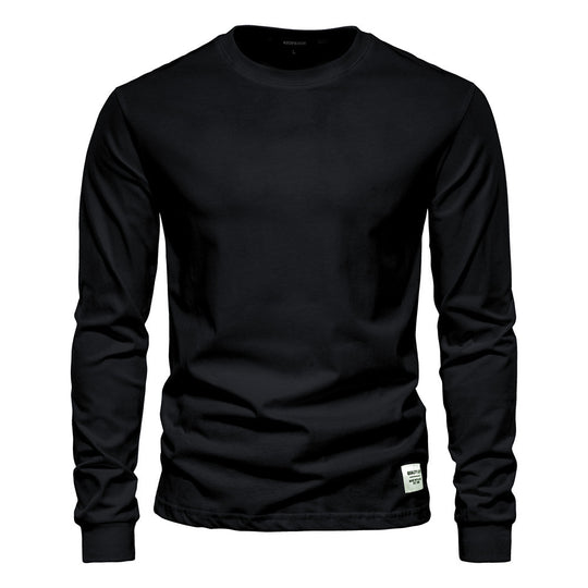 Herren nan klassisches langärmliges Baumwollshirt mit Rundhalsausschnitt und elastischen Bündchen EB