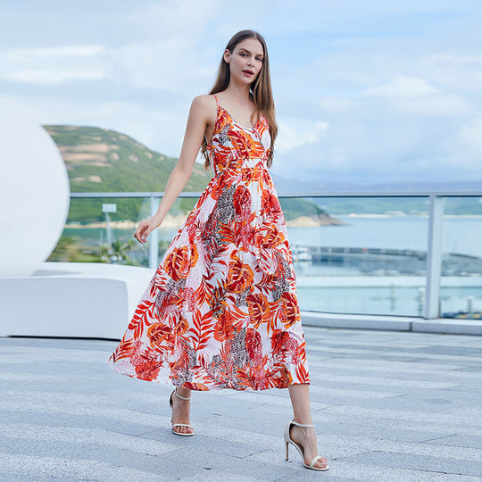 Damen Maxikleid mit elegantem floralem Schnitt EB