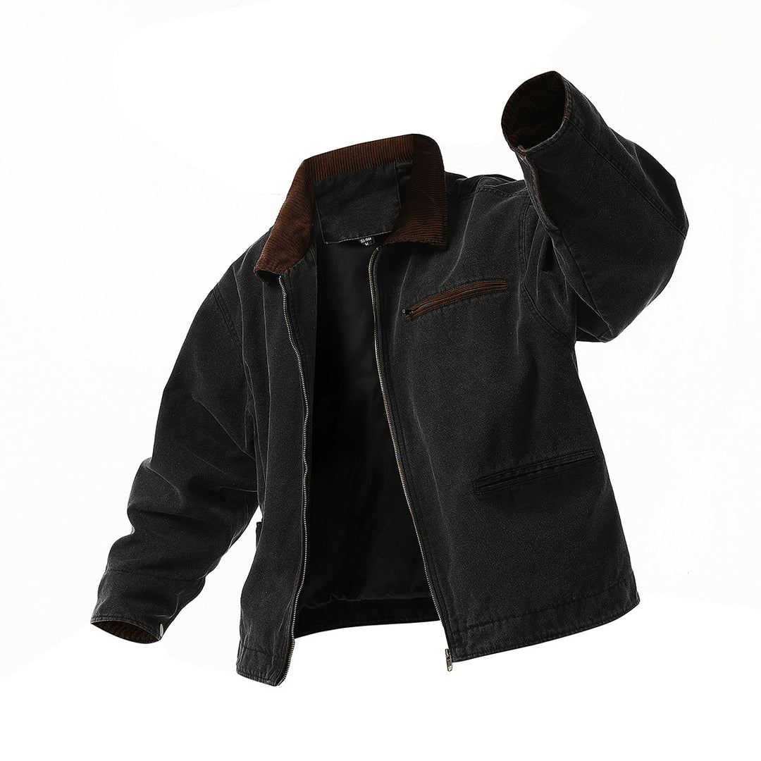 Herren urbane Übergangsjacke mit strukturiertem Stehkragen und zahlreichen praktischen Taschen EB
