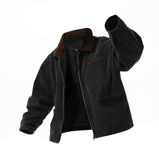 Herren urbane Übergangsjacke mit strukturiertem Stehkragen und zahlreichen praktischen Taschen EB