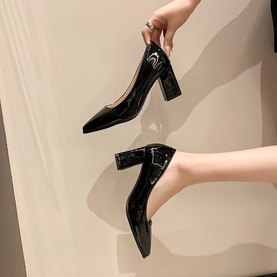 Damen elegante spitze Pumps mit tragbarem Blockabsatz EB