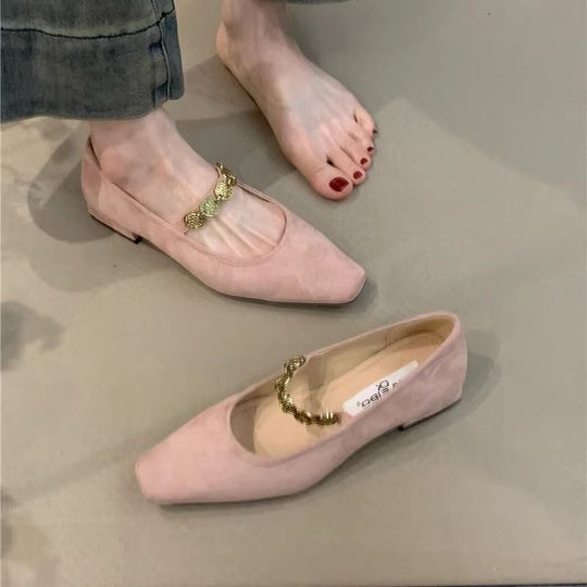 Damen elegante Ballerinas mit modischem Riemchen EB