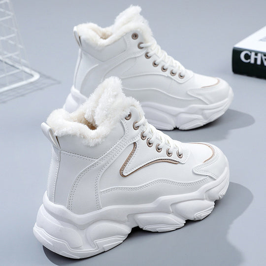 Damen warme High-Top Sneakers mit kuscheligem Innenfutter und robustem Sohlenprofil EB