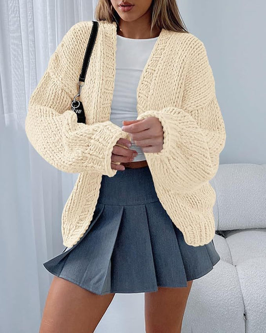 Damen Strickjacke mit voluminösen Ärmeln und offener Front EB