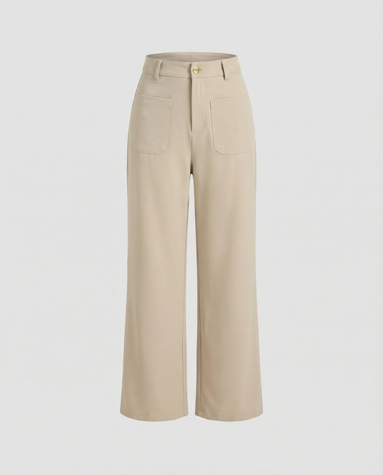 Damen Weite Stoffhose Damen mit Taschen