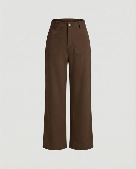 Damen Weite Stoffhose Damen mit Taschen