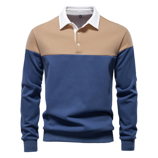 Herren Langarm Poloshirt mit modernen Farbapplikationen und hochwertigem Stoff EB