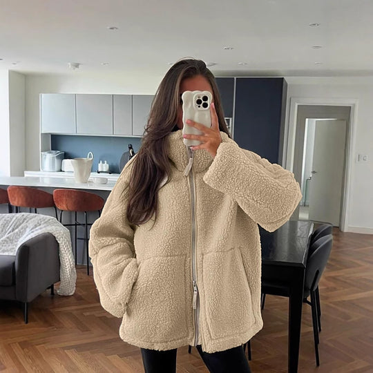 EB | Winter Teddy Mantel - mit Reißverschluss
