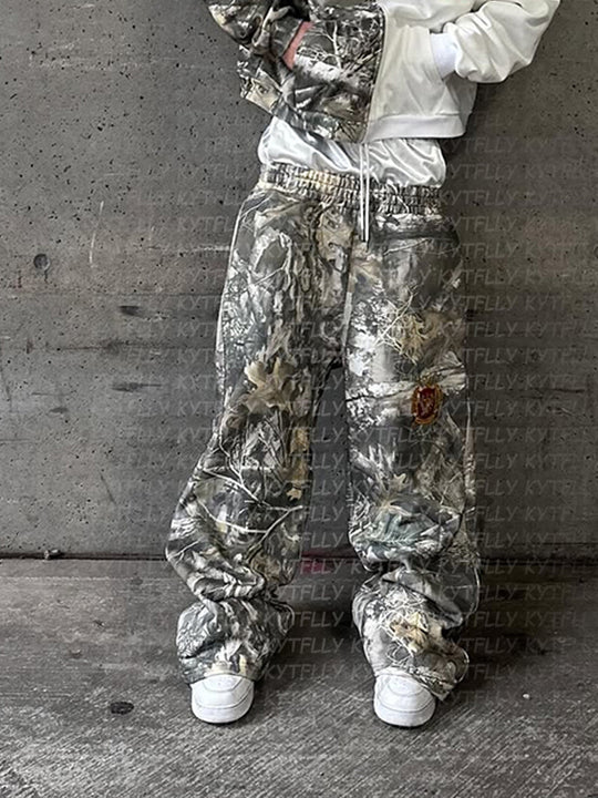 Damen Camouflage Jogginghose mit elastischem Bund und seitlichen Taschen EB