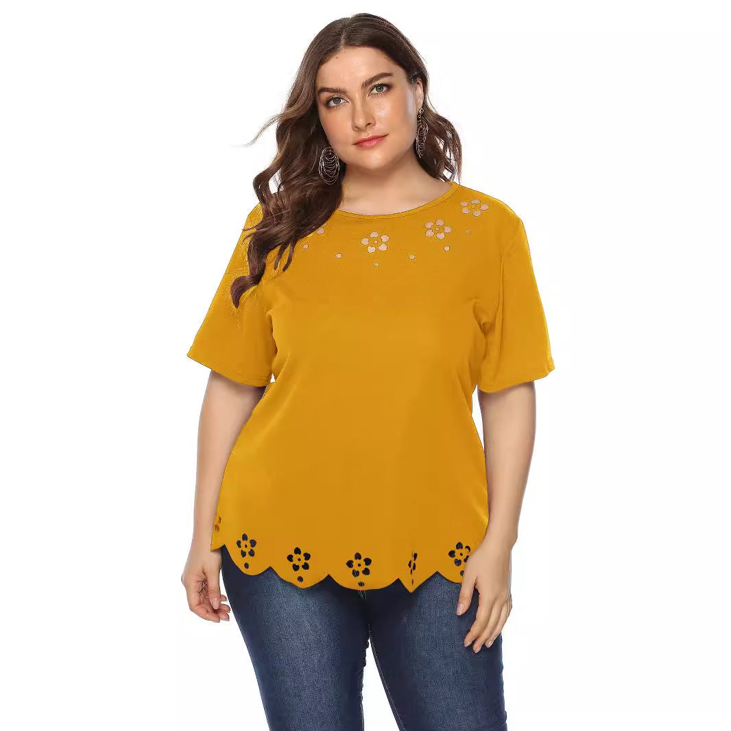 Damen elegantes Oberteil mit dekorativen Blumenstickereien EB