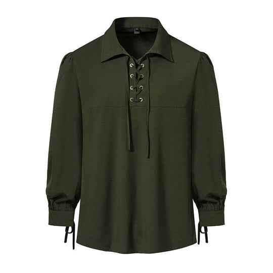 Damen Bluse mit modernem Schnürdesign und lässigen Puffärmeln EB