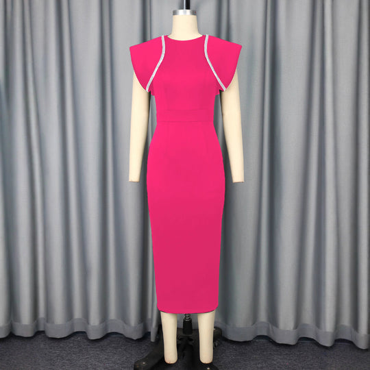 Damen figurbetontes Kleid mit dekorativen Rüschenträgern EB