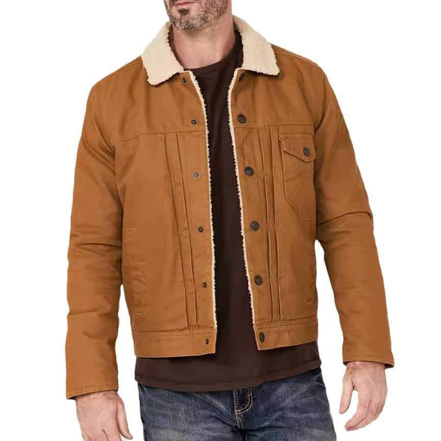 Herren kuschelige Denimjacke mit Sherpa-Futter EB