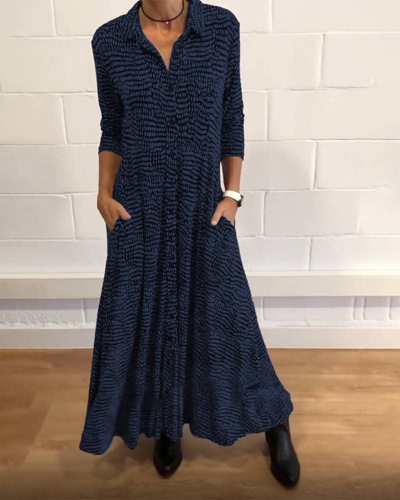 Damen Hemdblusenkleid mit voluminösem Rock und praktischen Taschen Heidi-Mode