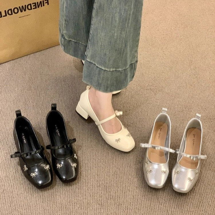 Damen elegante Ballerinas mit modischem Schleifendetail EB