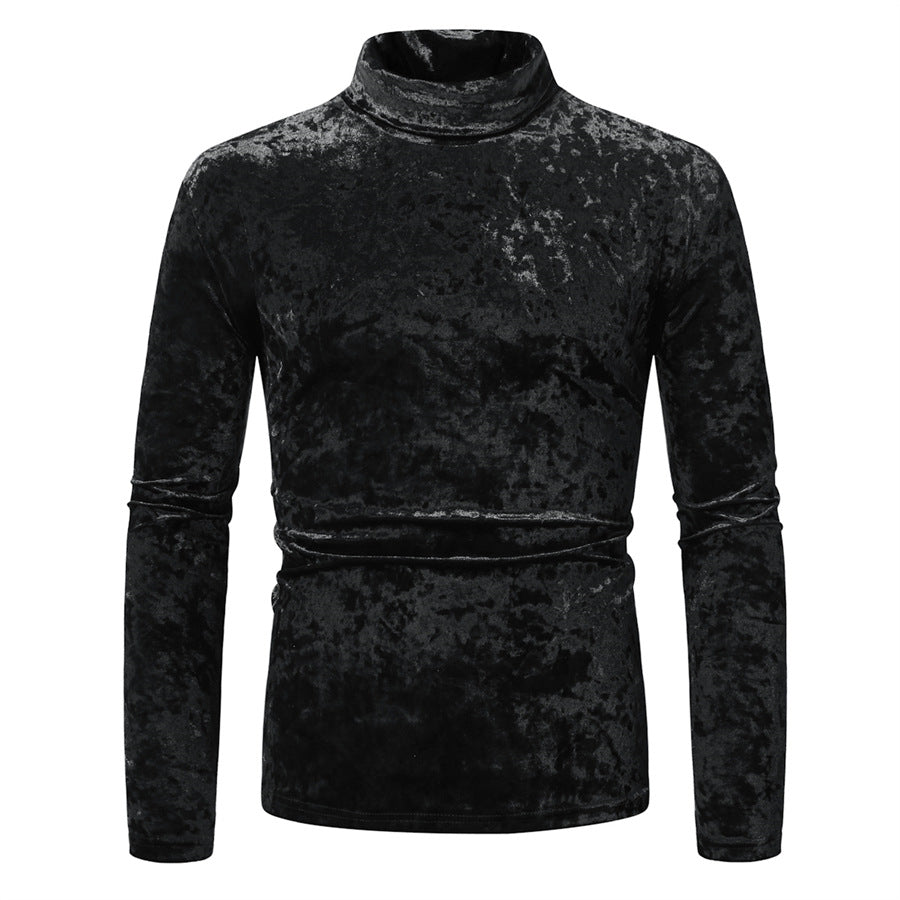 Herren eleganter Stehkragenpullover aus luxuriösem Samt EB