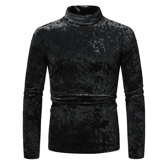 Herren eleganter Stehkragenpullover aus luxuriösem Samt EB