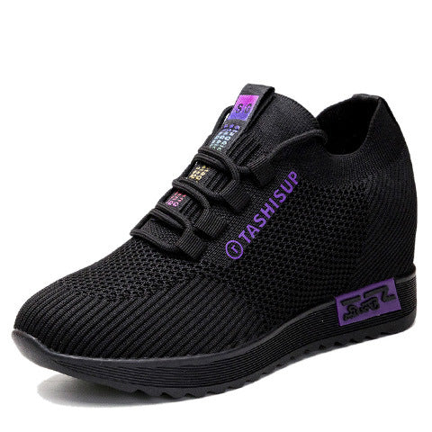 Damen Hochschnitt Sneakers mit atmungsaktiver Mesh-Oberfläche und komfortabler Wedge-Sohle EB