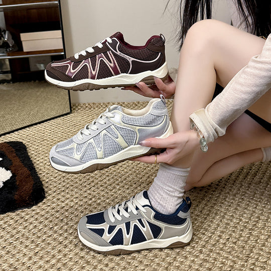 Damen sportliche Sneakers mit atmungsaktivem Obermaterial und rutschfester Sohle EB
