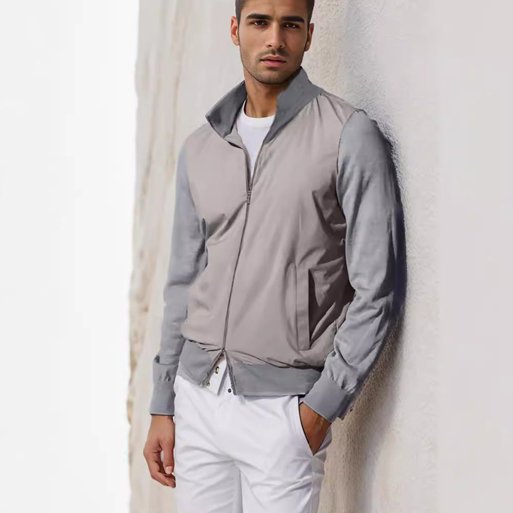 Herren lässige Sommerjacke im minimalistischen Design mit praktischen Reißverschlusstaschen EB