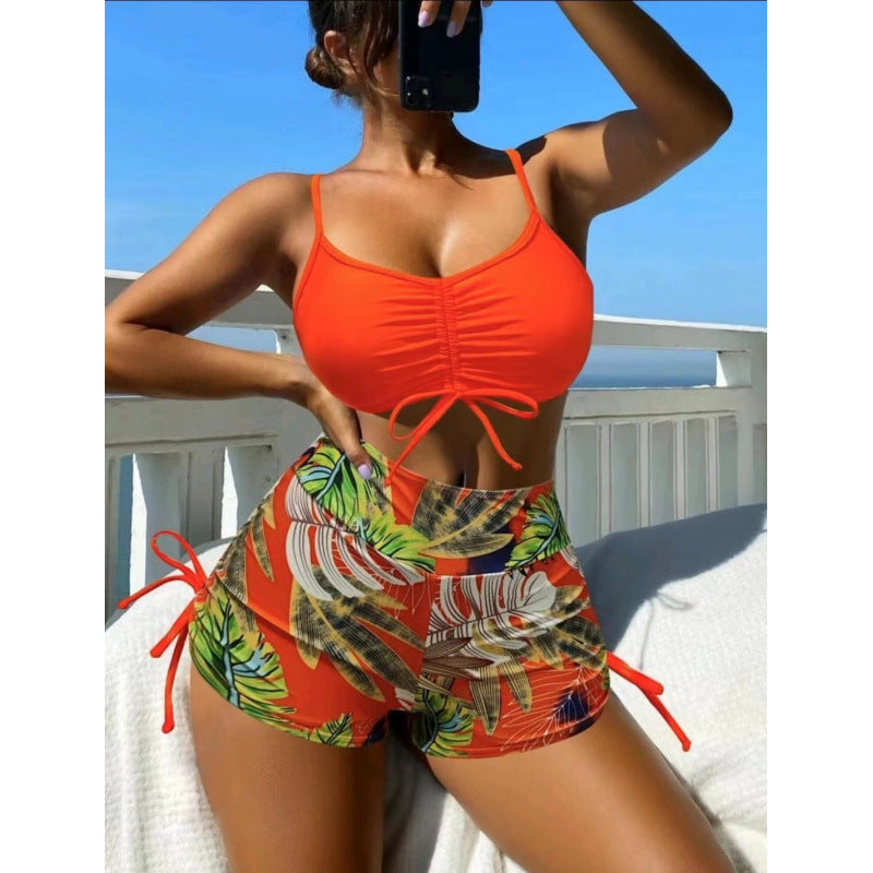 Damen Bikini-Set mit verstellbaren Trägern und floralem Volant EB