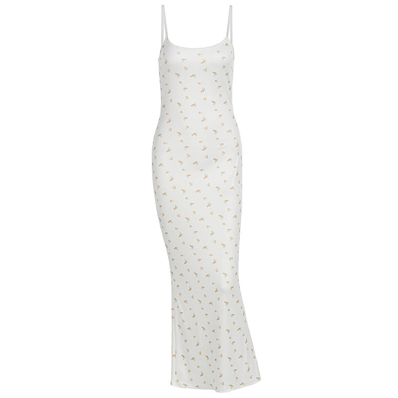 Damen Maxikleid mit floralem Muster und feinen Spaghettiträgern EB