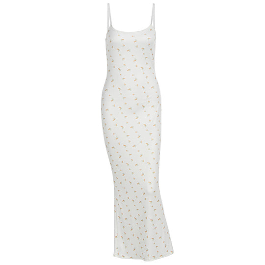 Damen Maxikleid mit floralem Muster und feinen Spaghettiträgern EB