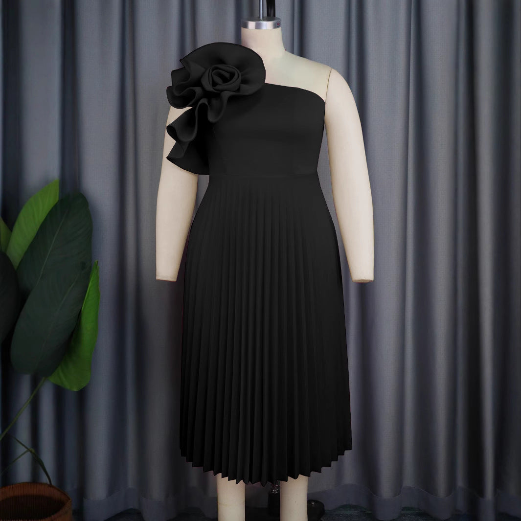 Damen elegantes Cocktailkleid mit voluminöser Blütenapplikation EB