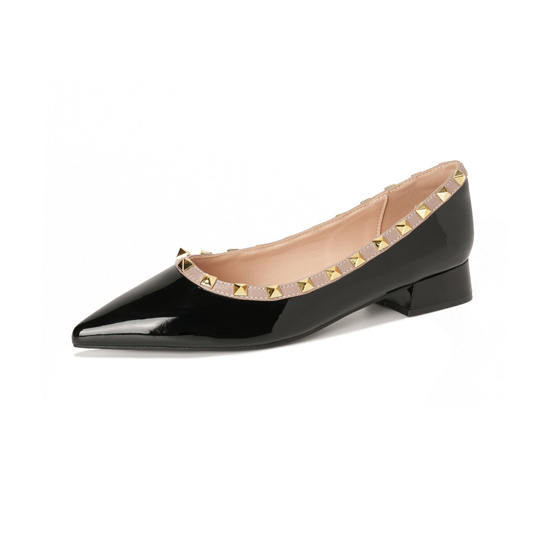 Damen Elegante Ballerinas mit modischer Schnallenverzierung und stabiler Fersenpartie EB