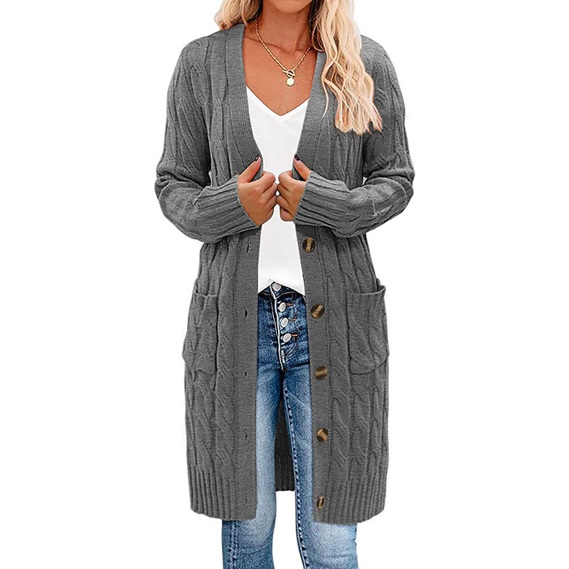 Damen Strickjacke mit Kabelmuster und Taschen EB