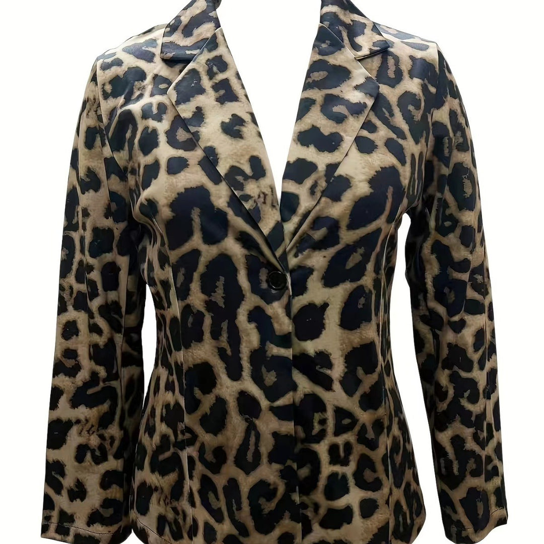 Damen stilvolle Blazerjacke mit modernem Leopardenmuster EB