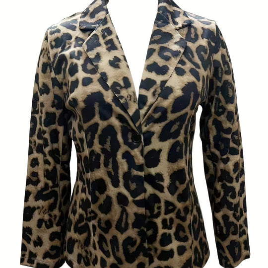 Damen stilvolle Blazerjacke mit modernem Leopardenmuster EB