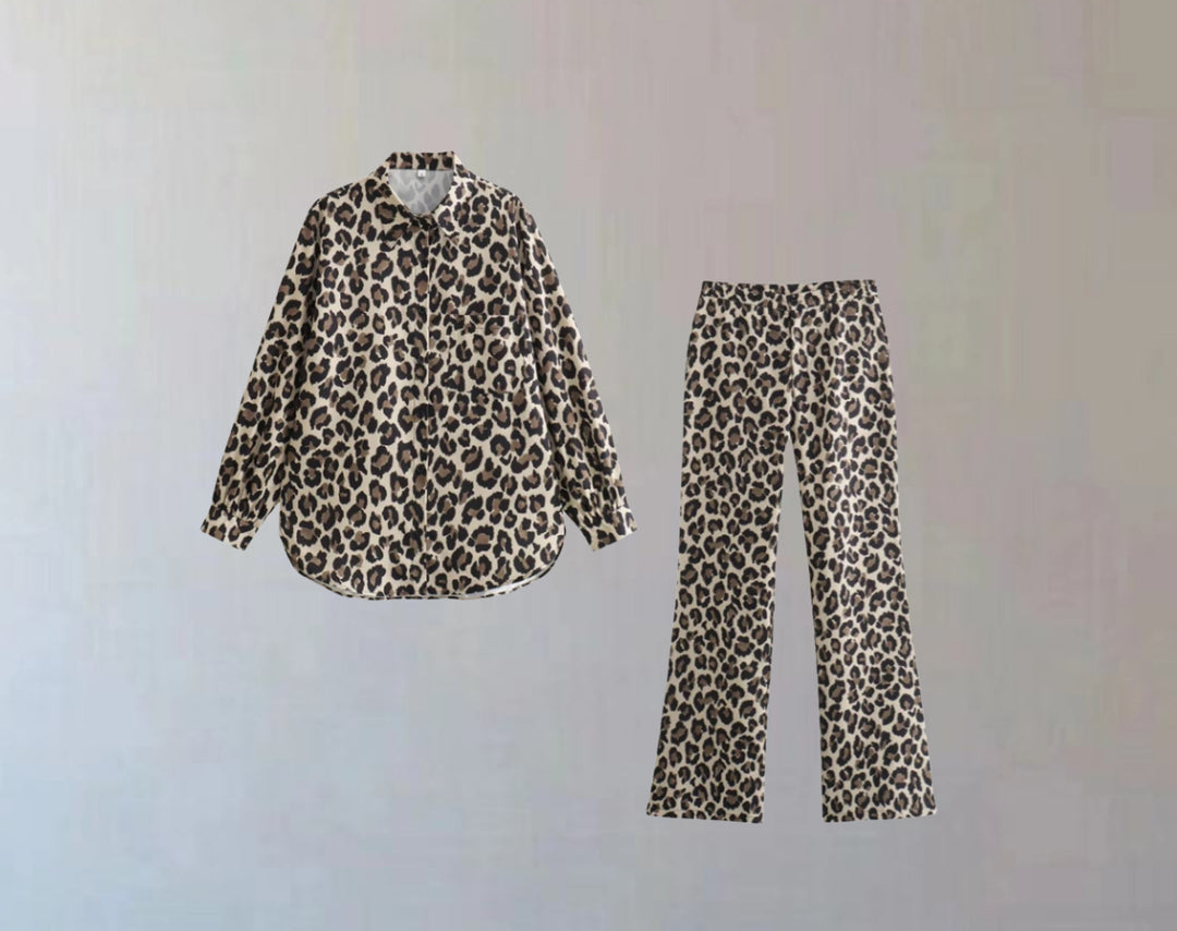 Damen Weite Leopardenmuster-Hose EB