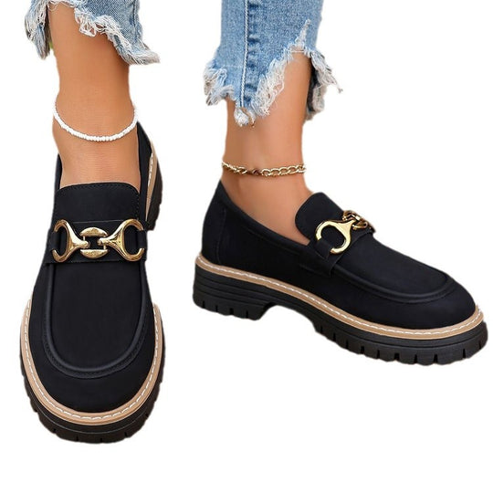 Damen Mokassins mit modischem Riemendesign und robustem Profil EB