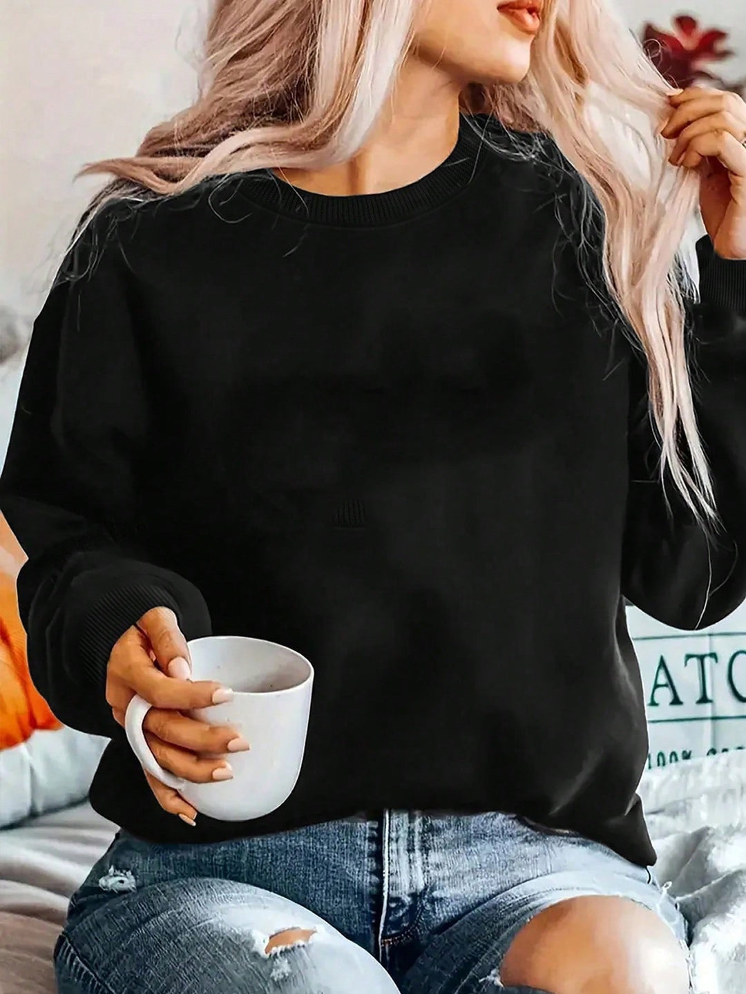 Damen Sportlicher Pullover mit trendy Grafikdesign EB