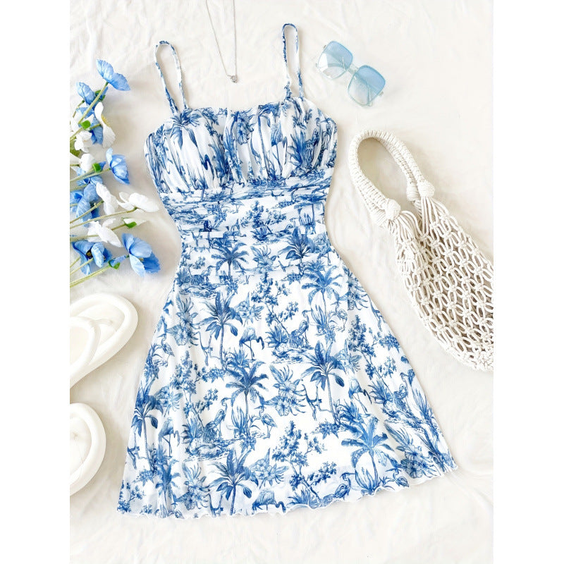 Damen Sommerliches Minikleid mit floralem Muster und Trägerdetails EB