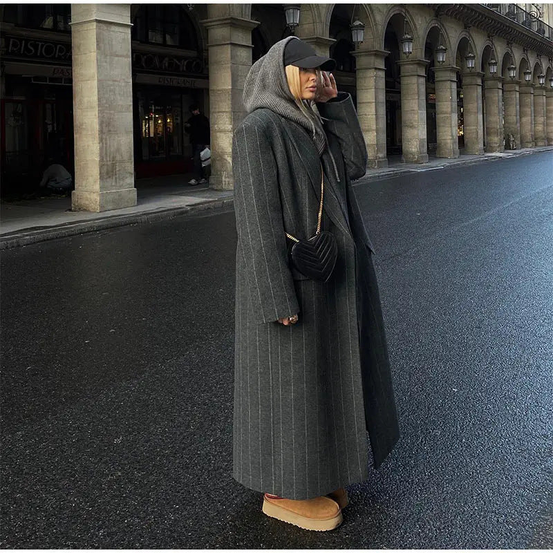 Damen Oversized Mantel mit Nadelstreifen EB