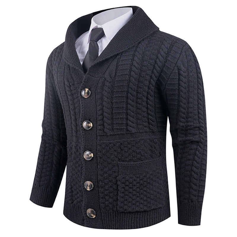 Herren Strickjacke mit modernem Schalkragen und praktischen Knöpfen EB