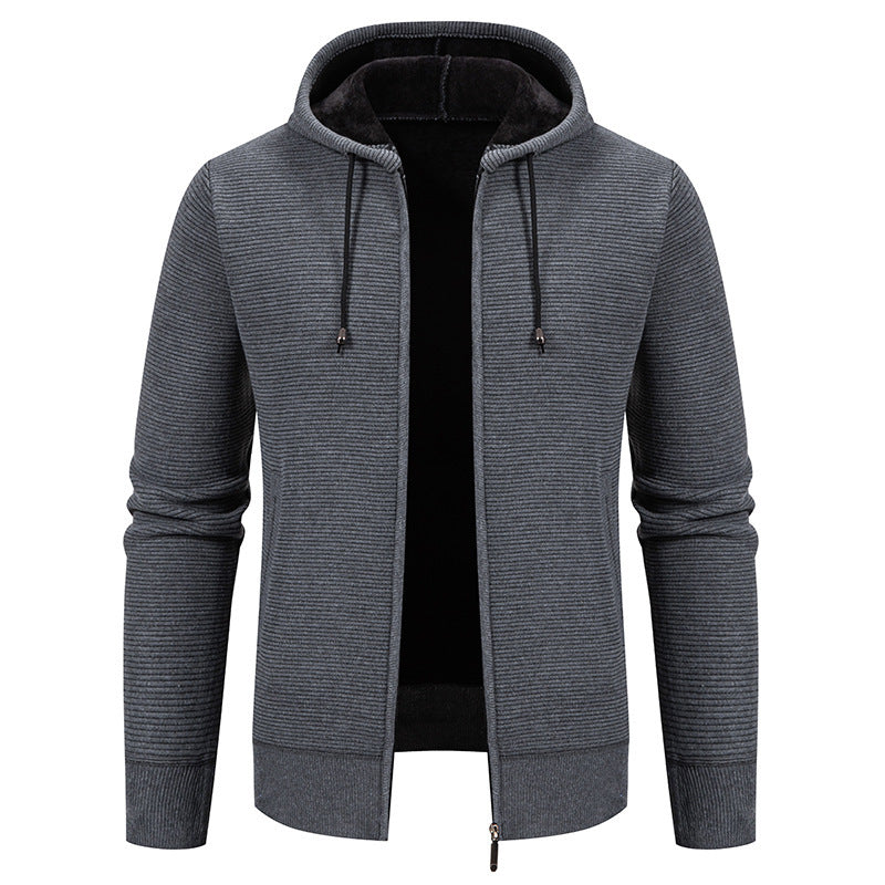 Herren moderne Kapuzenjacke mit strukturierter Oberfläche und weichem Innenfutter EB